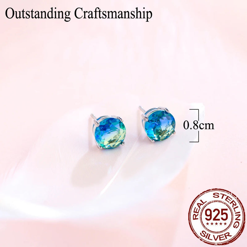 8mm Round Cubic Zirconia Stud Earrings in Sterling Silver