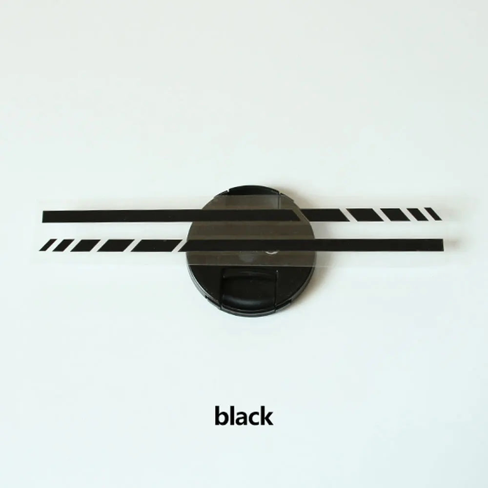 A black reflective vinyl mirror decal with horizontal stripes on a white background.