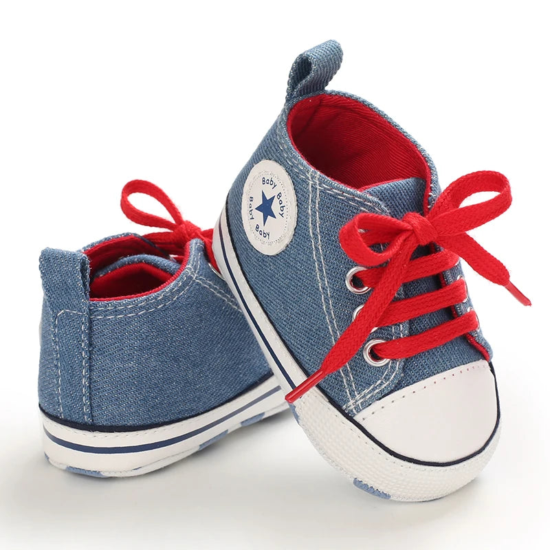 Classic Canvas First Walker Shoes for Babies with Star Print