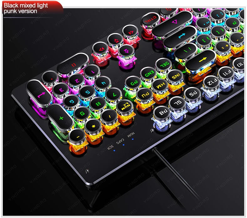 Retro Punk Mechanical Keyboard 104 Keys USB Wired RGB Backlit