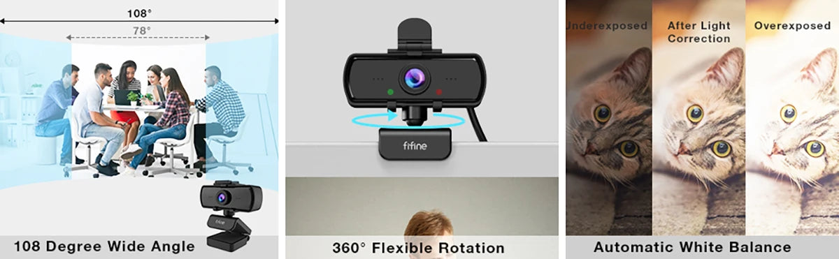 FIFINE 1440p HD Webcam with Microphone and Tripod