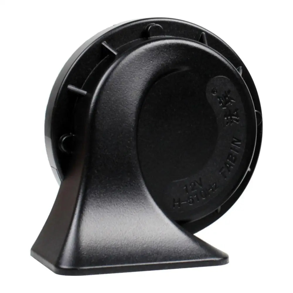 Black waterproof electric snail horn with a conical shape.