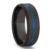 Men's Black Stainless Steel Wedding Band with Double Groove Detail