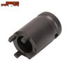 A dark gray 4-pin lock nut removal socket designed for Sur-Ron and Segway electric bikes.