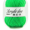 A ball of bright green acrylic line yarn labeled as Acrylic line and 33-gauge thread.