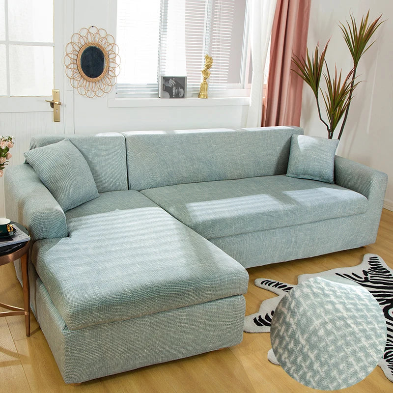 Printed L-Shape Sofa Cover with Elastic Edge