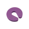 A purple foam door stopper designed with a finger pinch protection feature.