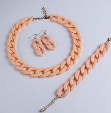 Colorful Acrylic Chain Necklace Set for Women