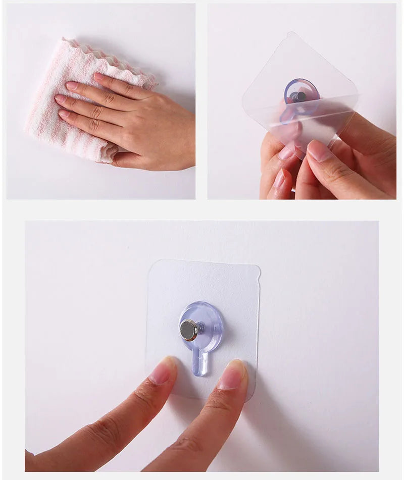 Transparent Self-Adhesive Wall Hooks for Pictures and More