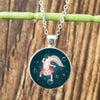 Cartoon Axolotl Glass Pendant Necklace