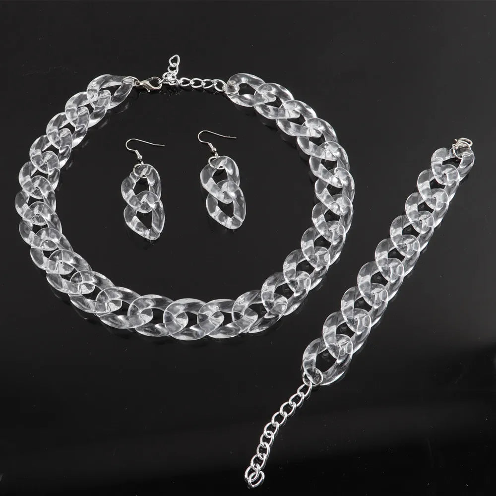 Colorful Acrylic Chain Necklace Set for Women