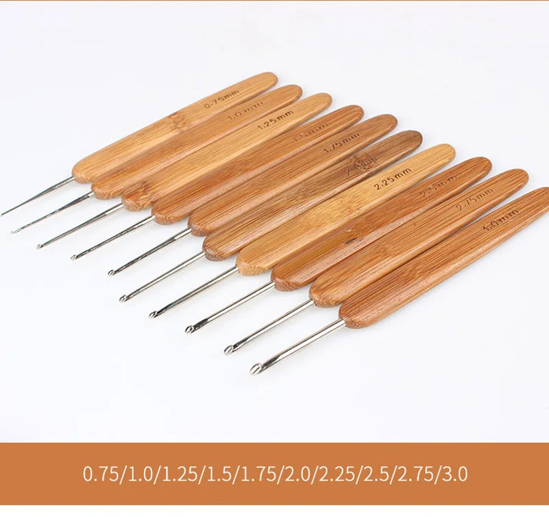 Bamboo Handle Crochet Hooks Set (0.5mm–6.0mm)