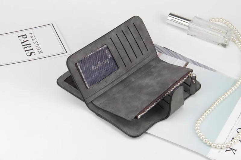 Classic Long PU Leather Wallet with Multiple Pockets