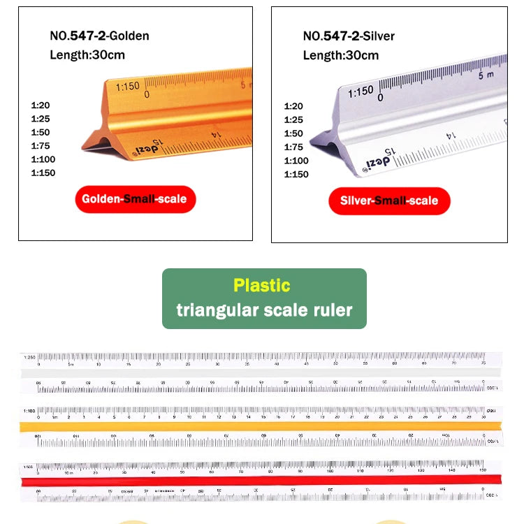 Triangular Scale Ruler 30cm – 6 Precision Scales for Drafting & Architecture