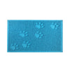 A teal silicone cat litter mat with multiple paw print designs for non-slip use.