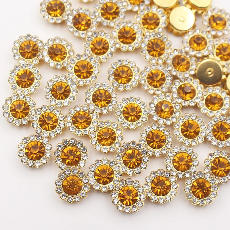 Gold Claw Sunflower Rhinestones for Sew-On Crafts