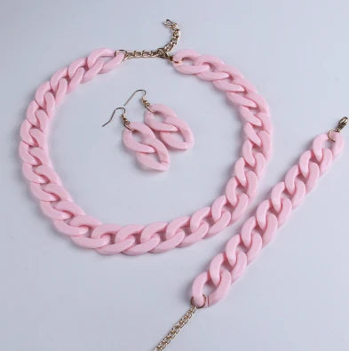 Colorful Acrylic Chain Necklace Set for Women