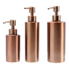 Rose gold stainless steel liquid soap dispenser pump bottle with a metallic finish