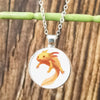 Cartoon Axolotl Glass Pendant Necklace