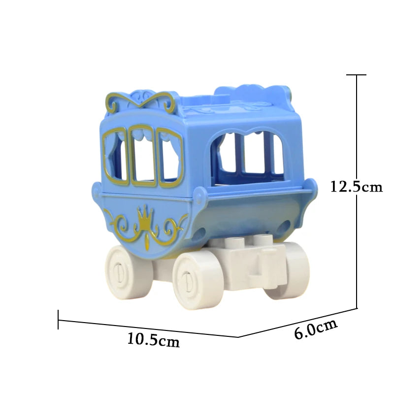 Light blue city rescue vehicle building block set with traffic signs and wheels