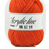 A ball of bright orange acrylic line yarn labeled as 24-thread special red yarn.