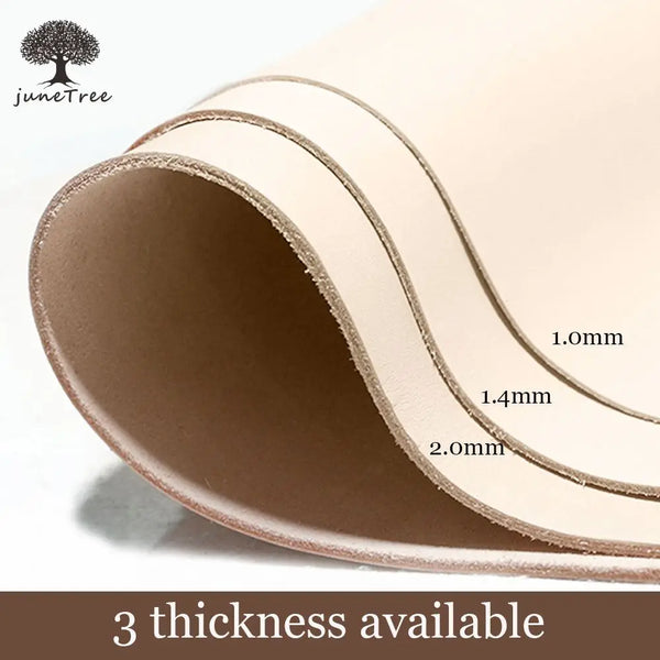 Three thicknesses of vegetable-tanned full-grain leather available for crafting