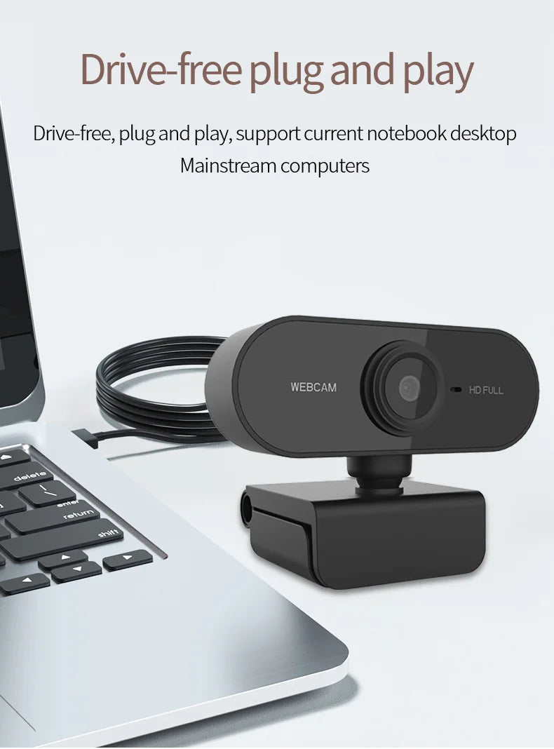 1080P Full HD USB Webcam with Built-in Microphone