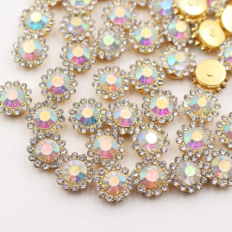 Gold Claw Sunflower Rhinestones for Sew-On Crafts