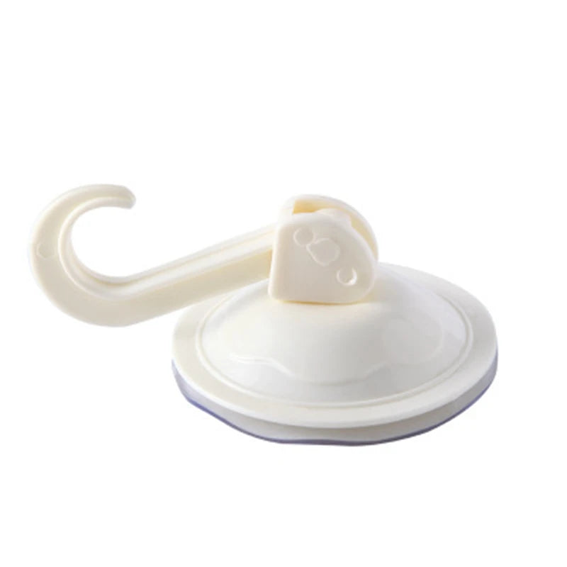 A white heavy-duty suction cup hook with a vacuum seal.