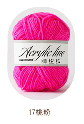 Pink acrylic line yarn balls for knitting and crochet