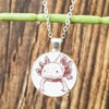 Cartoon Axolotl Glass Pendant Necklace