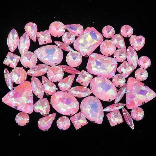 Mixed Shape Glass Rhinestones with Silver Claw Settings