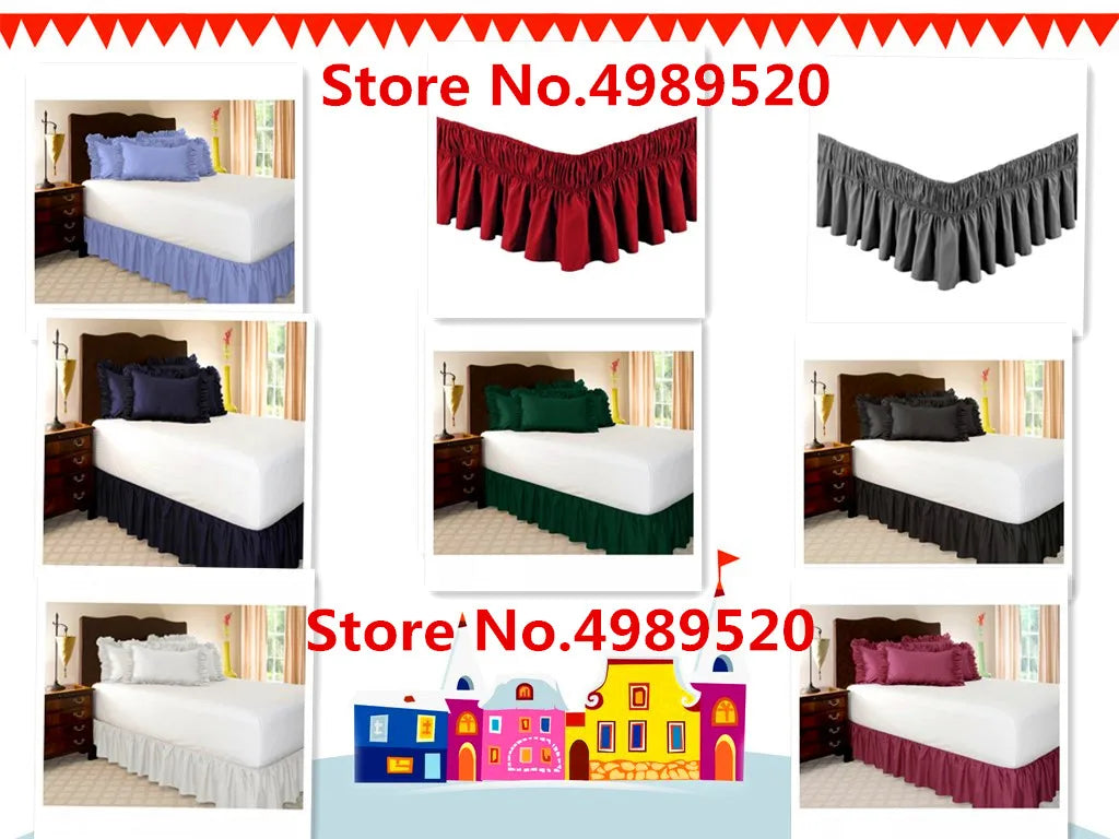 Ruffled Bed Skirt with Split Corners and Elastic Wrap
