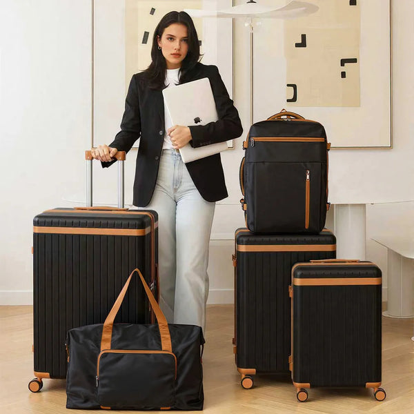 طقم حقائب سفر خفيف الوزن بغطاء صلب وقفل TSA