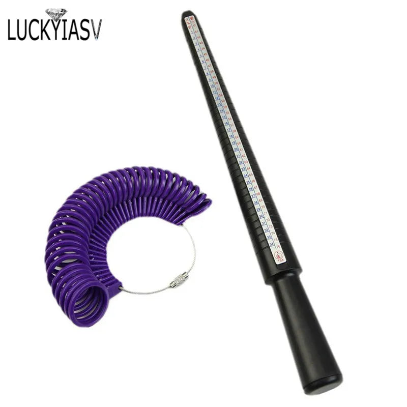 Plastic Ring Sizer Measuring Tool Set with Mandrel Stick