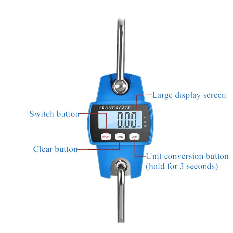 Heavy-Duty Digital Hanging Scale with Big LCD Display