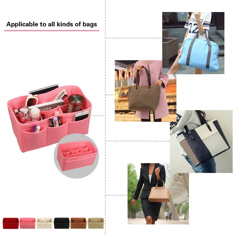 Felt Purse Organizer with Detachable Wallet Pocket