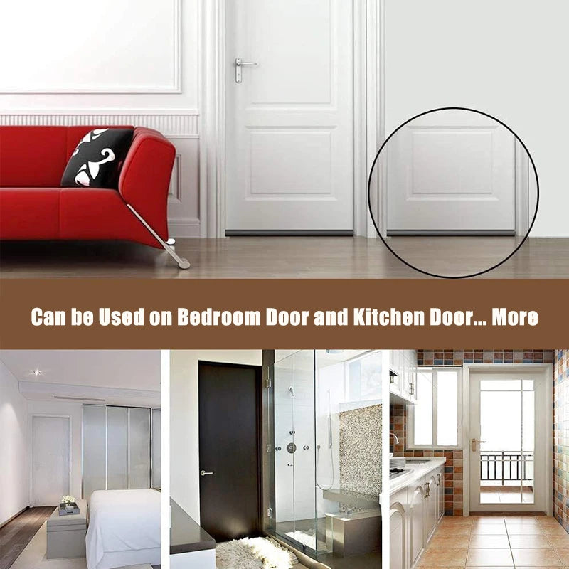 A flexible door bottom sealing strip used as a weatherproof draft guard for bedroom and kitchen doors.