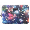 A laptop sleeve featuring a vibrant galaxy print with stars and nebulas.