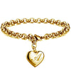 Gold Heart Alphabet Charm Bracelet