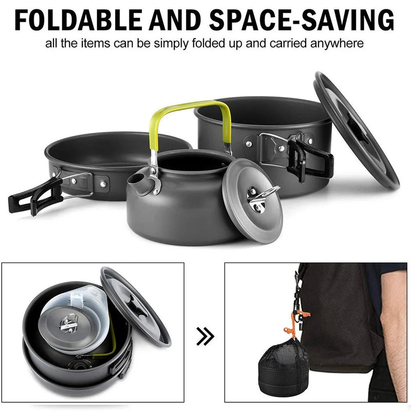 Portable Aluminum Camping Cookware Set