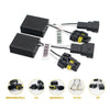 A set of Canbus LED decoder harnesses for various headlight and fog light bulbs, including H4, H8/H9/H11, H1/H3, and H7 types