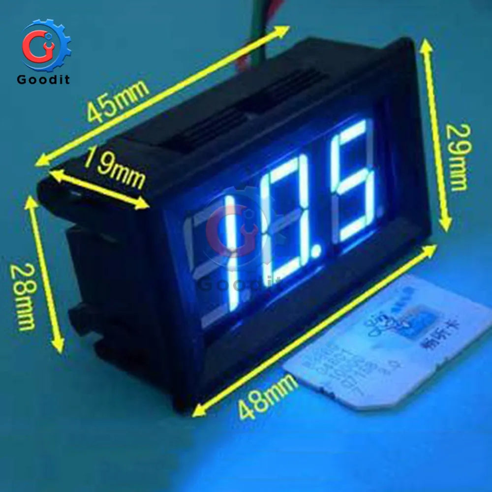Mini LED Digital DC Voltmeter 0-100V with Three Color Options