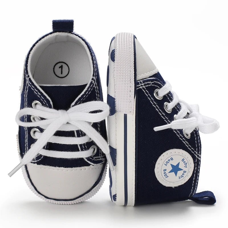 Classic Canvas First Walker Shoes for Babies with Star Print