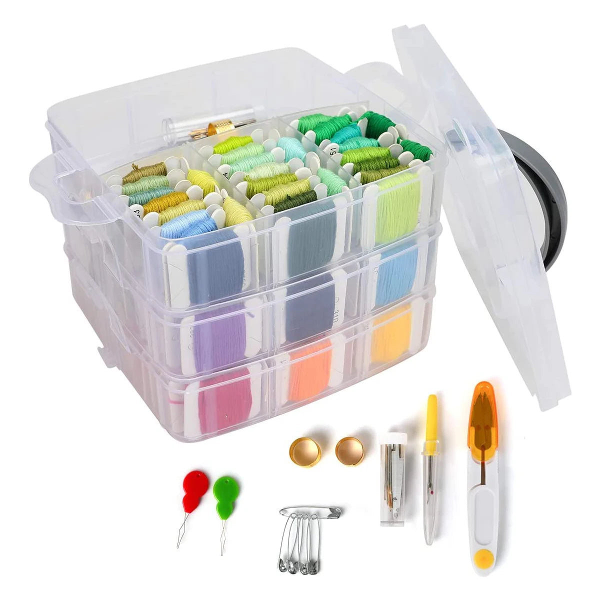 150-Color Embroidery Floss Set with 3-Tier Storage Box