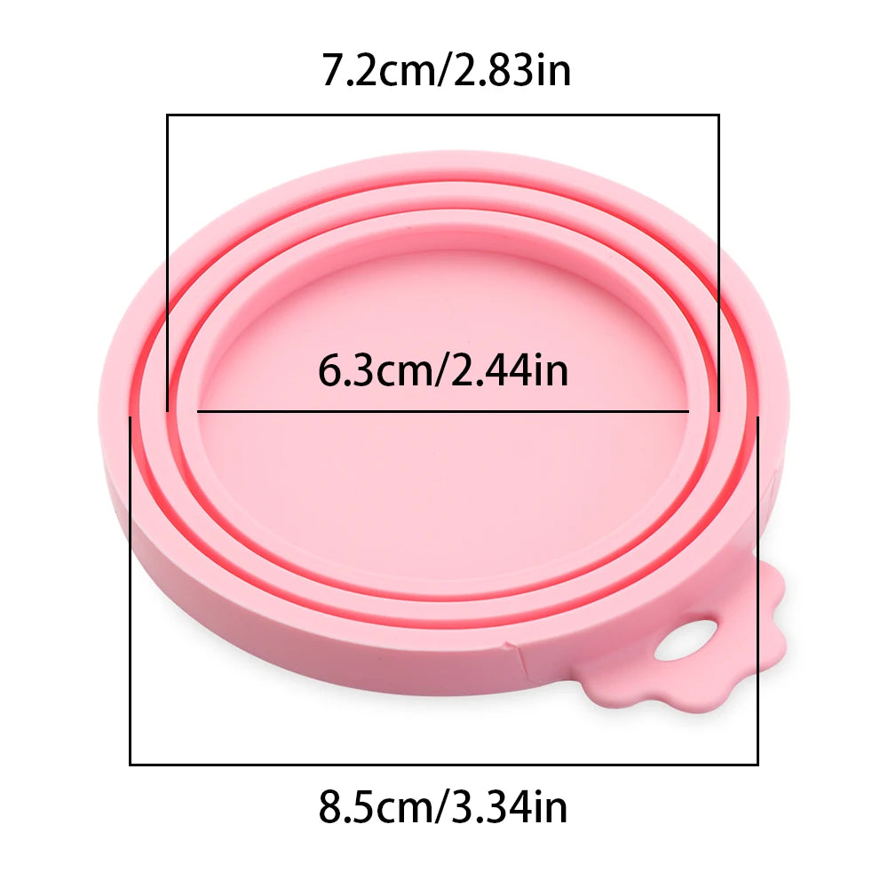 Pink reusable silicone food storage lids with a diameter of 7.2cm and a depth of 6.3cm.