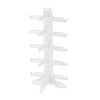 A white stackable display stand designed for holding and organizing sunglasses and reading glasses.