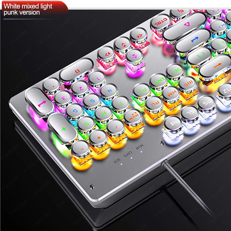 Retro Punk Mechanical Keyboard 104 Keys USB Wired RGB Backlit