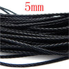 Black braided leather cord for jewelry making, 5 meters long.
