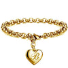 Gold Heart Alphabet Charm Bracelet